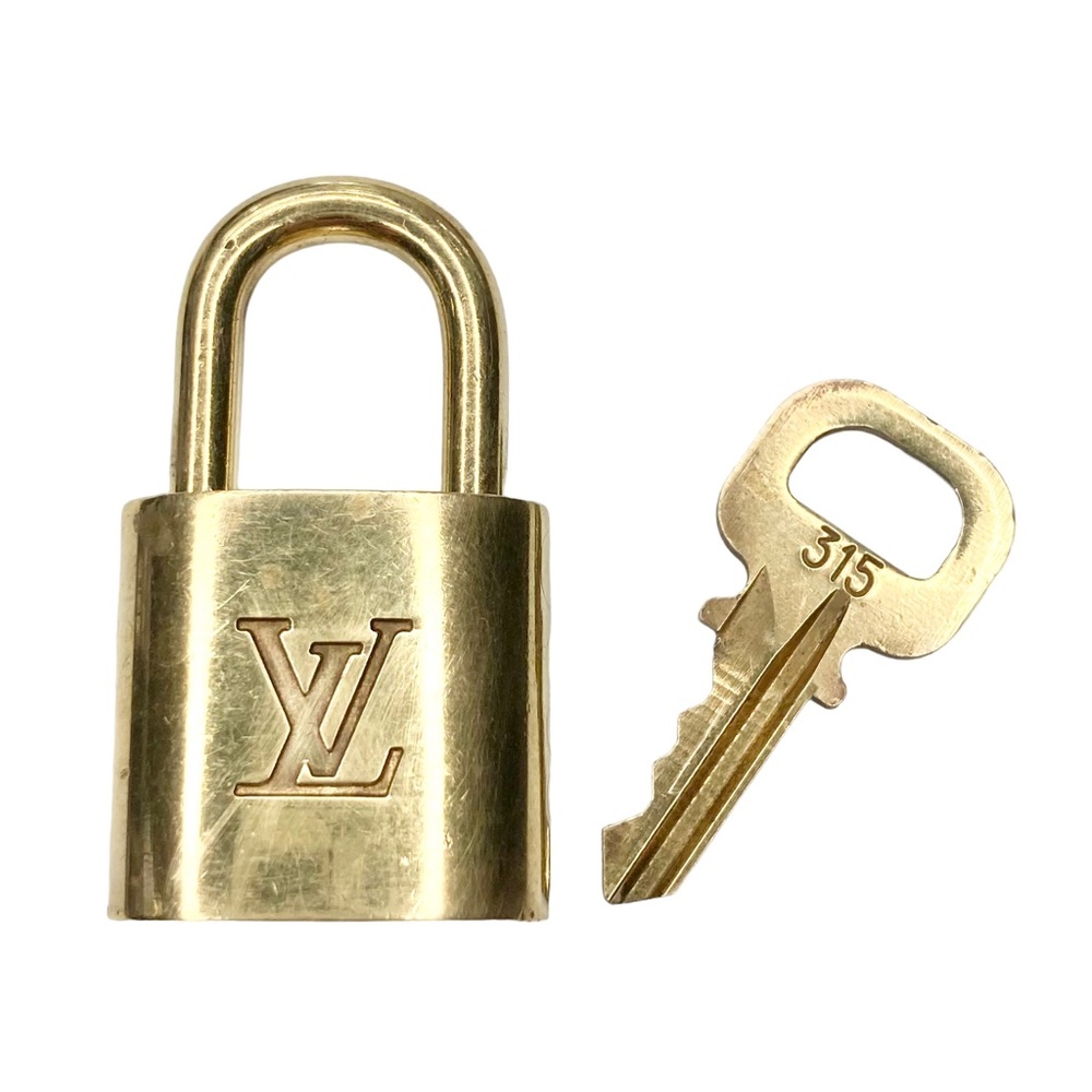 #315 Authentic Louis Vuitton Vintage Padlock Lock & Key Set Brass With One Key